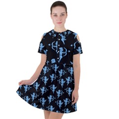 Cupid Pattern Short Sleeve Shoulder Cut Out Dress  by Valentinaart