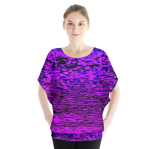 Magenta Waves Flow Series 2 Batwing Chiffon Blouse by DimitriosArt