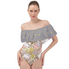 Flowers  Boho Off Shoulder Velour Bodysuit  by flowerland