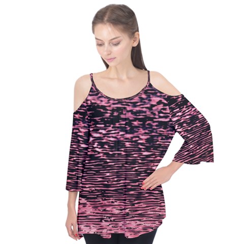 Pink  Waves Flow Series 11 Flutter Sleeve Tee  by DimitriosArt