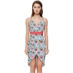 Boho Flower Light Blue Wrap Frill Dress by flowerland