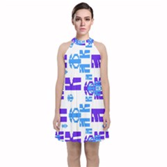 Abstract Pattern Geometric Backgrounds   Velvet Halter Neckline Dress  by Eskimos