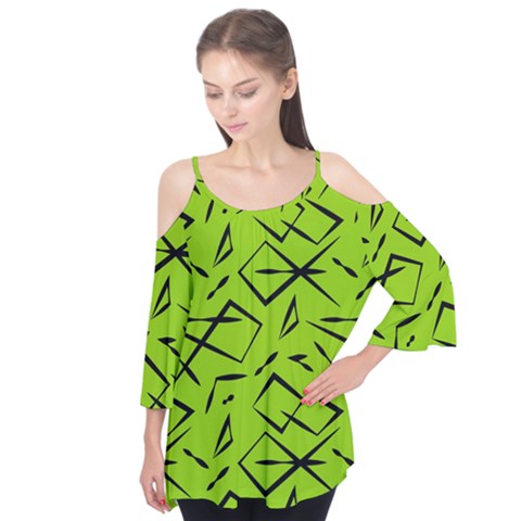 Abstract Pattern Geometric Backgrounds   Flutter Sleeve Tee  by Eskimos