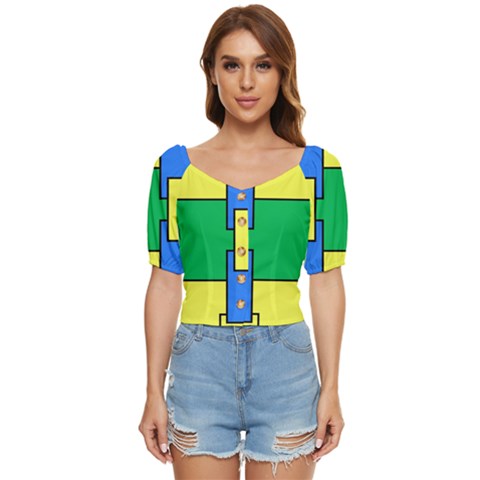 Abstract Pattern Geometric Backgrounds   Button Up Blouse by Eskimos