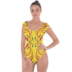 Floral Folk Damask Pattern  Short Sleeve Leotard  by Eskimos