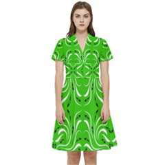Floral Folk Damask Pattern  Short Sleeve Waist Detail Dress by Eskimos