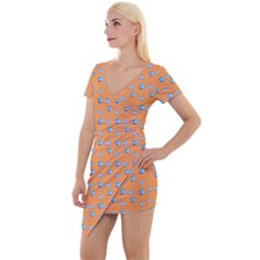 Floral Short Sleeve Asymmetric Mini Dress by Sparkle