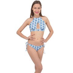 Flowers Pattern Cross Front Halter Bikini Set by Sparkle