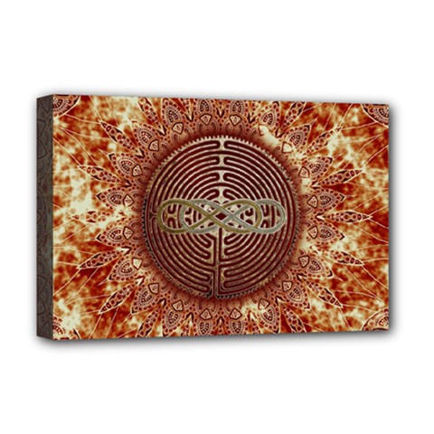 Chartres Double Infinity Antique Mandala Deluxe Canvas 18  X 12  (stretched) by EDDArt