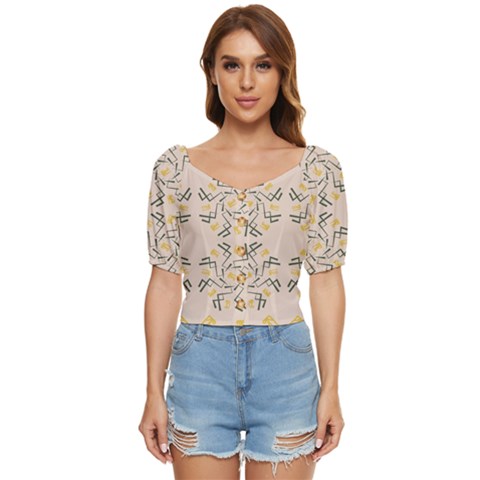 Abstract Pattern Geometric Backgrounds   Button Up Blouse by Eskimos