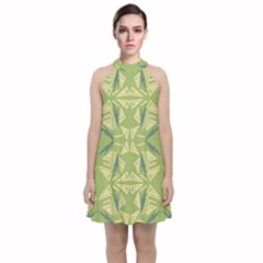 Abstract Pattern Geometric Backgrounds   Velvet Halter Neckline Dress  by Eskimos