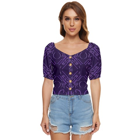 Abstract Pattern Geometric Backgrounds   Button Up Blouse by Eskimos