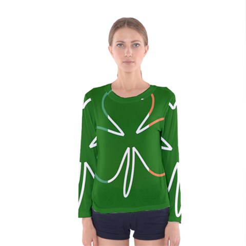 Shamrock Irish Clover St Patrick Women s Long Sleeve Tee by yoursparklingshop
