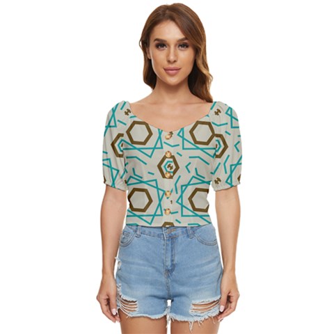 Abstract Pattern Geometric Backgrounds   Button Up Blouse by Eskimos