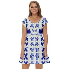 Abstract Pattern Geometric Backgrounds   Short Sleeve Tiered Mini Dress by Eskimos