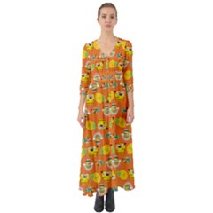 Minionspattern Button Up Boho Maxi Dress by Sparkle