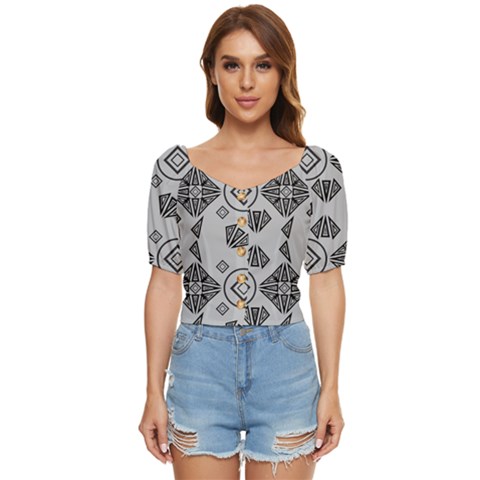 Abstract Pattern Geometric Backgrounds   Button Up Blouse by Eskimos