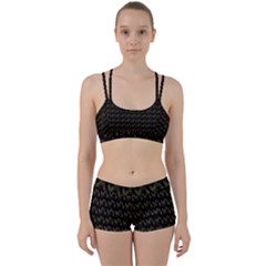 Fern Pattern 2 Black Perfect Fit Gym Set by violetheavensky