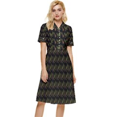 Fern Pattern 2 Black Button Top Knee Length Dress by violetheavensky