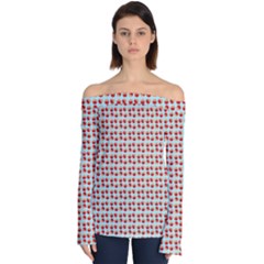 Kawaii Jam Pattern Aqua Off Shoulder Long Sleeve Top by violetheavensky