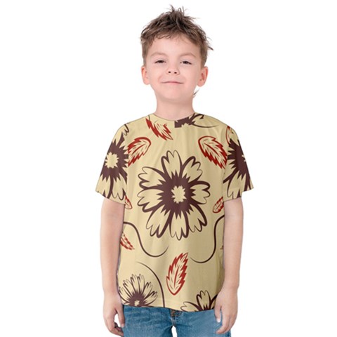 Folk Flowers Print Floral Pattern Ethnic Art Kids  Cotton Tee by Eskimos