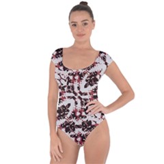 Texture Mosaic Abstract Design Short Sleeve Leotard  by dflcprintsclothing