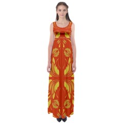 Folk Flowers Print Floral Pattern Ethnic Art Empire Waist Maxi Dress by Eskimos