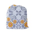 Floral folk damask pattern Fantasy flowers  Drawstring Pouch (XL) View2