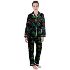 Apples Honey Honeycombs Pattern Satin Long Sleeve Pajamas Set by Amaryn4rt