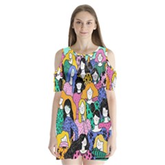 Women Shoulder Cutout Velvet One Piece by Sparkle