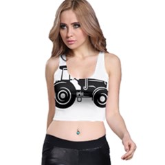 Black-farm-tractor-cut Racer Back Crop Top by DinzDas