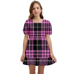 Pink Tartan 3 Kids  Short Sleeve Dolly Dress by tartantotartanspink