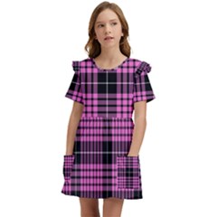 Pink Tartan 3 Kids  Frilly Sleeves Pocket Dress by tartantotartanspink