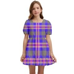 Tartan Purple Kids  Short Sleeve Dolly Dress by tartantotartanspink