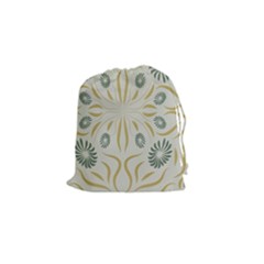 Floral Folk Damask Pattern Fantasy Flowers  Drawstring Pouch (small) by Eskimos