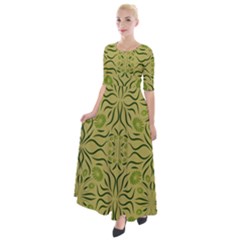 Floral Folk Damask Pattern Fantasy Flowers  Half Sleeves Maxi Dress by Eskimos