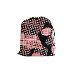 Abstrait Effet Formes Noir/rose Drawstring Pouch (medium) by kcreatif