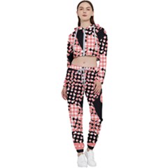 Abstrait Effet Formes Noir/rose Cropped Zip Up Lounge Set by kcreatif