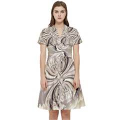Fractal Feathers Short Sleeve Waist Detail Dress by MRNStudios