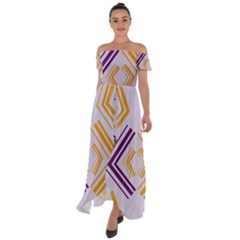 Abstract Geometric Design    Off Shoulder Open Front Chiffon Dress by Eskimos