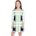 Agender Flag Plaid Kids  Quarter Sleeve Skater Dress View1