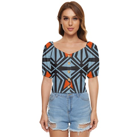 Abstract Geometric Design    Button Up Blouse by Eskimos