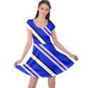 Diagonal stripes on blue Cap Sleeve Dress View1