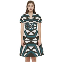Abstract Pattern Geometric Backgrounds Short Sleeve Waist Detail Dress by Eskimos