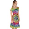 Rainbow Mushroom Mandala Classic Short Sleeve Dress View3