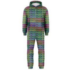 Paris Words Motif Colorful Pattern Hooded Jumpsuit (men) by dflcprintsclothing