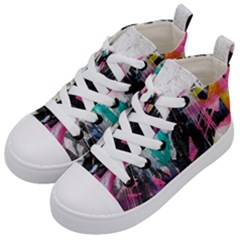 Graffiti Grunge Kids  Mid-top Canvas Sneakers by ArtistRoseanneJones