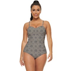 Stylized Cactus Motif Pattern Retro Full Coverage Swimsuit by dflcprintsclothing