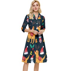 Funny Christmas Pattern Background Classy Knee Length Dress by Jancukart