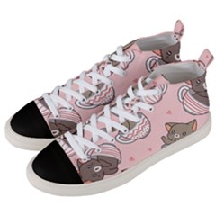 Seamless Pattern Adorable Cat Inside Cup Men s Mid-top Canvas Sneakers by Jancukart